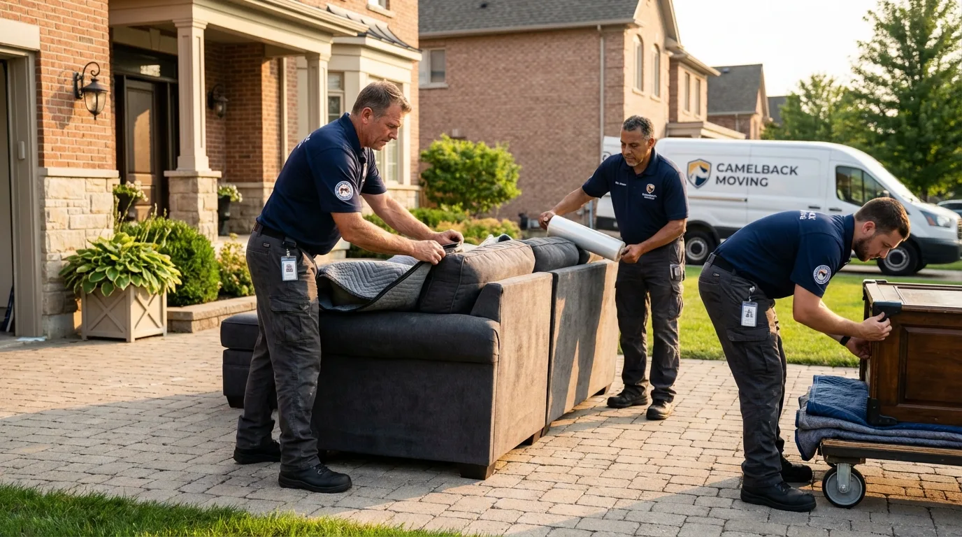 Large estate moving crew wrapping furniture in Monroeville, PA